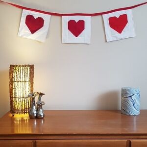 Queen Of Hearts Home Decor Banner 3 Heart Decorative Quilted Patchwork H…